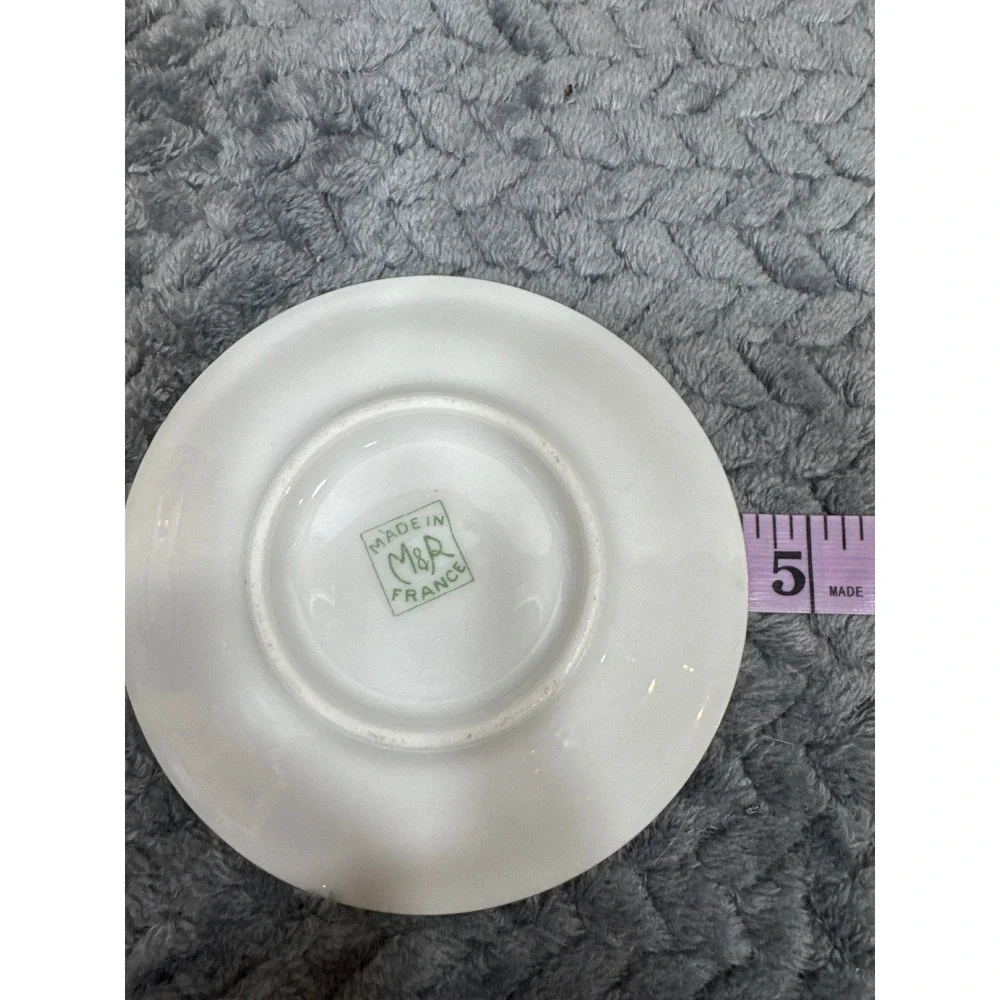 Vintage M&R France Porcelain Saucer Mint Green Gold Trim French Tea Plate 4.75